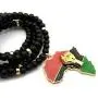 Fist Power in Pan African Colored Africa Map Pendant 6mm 30 inches Wooden Bead Necklace Fist Power in Pan African Colored Africa Map Pendant 6mm 30 inches Wooden Bead Necklace