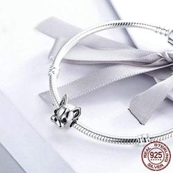 Linorui S925 Sterling Silver Bulldog Bead Charms Puppy Dog Animal Vintage Charms Fit European Snake Chain Bracelet and Necklace