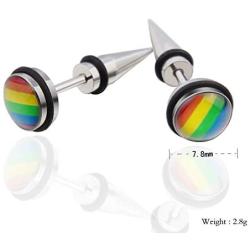 Nanafast Rainbow LGBT Pride Stud Earrings for Gay Lesbian of Stainless Steel & Enamel