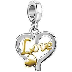 JMQJewelry Heart Love Dangle Charms for Bracelets Women Mother Jewelry