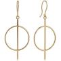 Kooljewelry 14k Yellow Gold Circle and Bar Drop Earrings, 1.7 inch