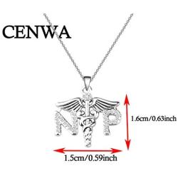 CENWA Nurse Practitioner Graduation Gift NP Caduceus Angel Necklace Nurse Practitioner Nursing Themed Pendant Necklace for Women Girls