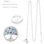 Sterling Silver Tree of Life Necklace for Her Birthday Gifts March Birthstone Aquamarine Jewelry Blue Sapphire Simulated Diamond Pink Tourmaline Citrine Garnet Necklace