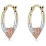 AVORA Gold Heart Creole Hoop Earrings - 10K 3-Tone or 14K/10K Yellow Gold