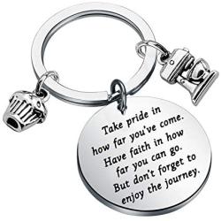 FUSTMW Baker Keychain Gifts Pastry Chef Bakery Jewelry Culinary Student Gifts Take Pride in How Far You Have Come Keychain Baking Gifts