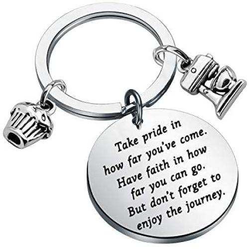 FUSTMW Baker Keychain Gifts Pastry Chef Bakery Jewelry Culinary Student Gifts Take Pride in How Far You Have Come Keychain Baking Gifts