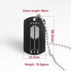COMTRUDE BTS Necklace, Premium Stainless Steel Kpop Team Logo Pendant Bead Chain, Army Jewelry for Girls BTS Fans Gift