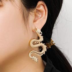 Dragon Dangle Earrings Exaggerated Chinese Dragon Small Hoop Earrings for Women Girls Hip Hop Party Jewelry Gifts