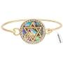 MANZHEN Jewish Charm Star of David Abalone Shell Wire Openable Crystal Bangle Bracelet