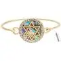 MANZHEN Jewish Charm Star of David Abalone Shell Wire Openable Crystal Bangle Bracelet MANZHEN Jewish Charm Star of David Abalone Shell Wire Openable Crystal Bangle Bracelet