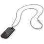 | Crucible Diamond Accent Polished Black Plated Tungsten Carbide Dog Tag Pendant - 24''