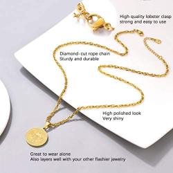 PROSTEEL Stainless Steel Saint Benedict Medal Necklace, Protection Jewelry for Men Women, 18K Real Gold Plated, 22inch-24inch Adjustable, Come Gift Box