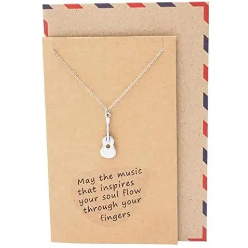 Quan Jewelry Music Gifts for Women Treble Clef Heart Necklace, Musical Guitar Instrument Charm, Gift to Music Lovers with Inspirational Greeting Card Quan Jewelry Music Gifts for Women Treble Clef Heart Necklace, Musical Guitar Instrument Charm, Gift to Music Lovers with Inspirational Greeting Card