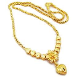 Flower 24k Thai Baht Yellow Gold Plated Filled Necklace Jewelry