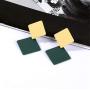 Korean version of the new paint geometric square earrings exaggerated fashion simple wild red earrings retro cold wind female