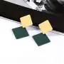Korean version of the new paint geometric square earrings exaggerated fashion simple wild red earrings retro cold wind female