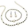 Sterling Silver Round Genuine Blue Sapphire and Cultured Freshwater Pearl Beaded 3 Piece Set Strand Necklace (8mm), 18 i