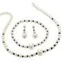Sterling Silver Round Genuine Blue Sapphire and Cultured Freshwater Pearl Beaded 3 Piece Set Strand Necklace (8mm), 18 i