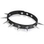 Flongo Gothic Black Rivet Leather Spiked Necklace Neckband Choker, Unisex Spike Studded Punk Rock Biker Wide Strap Leather Collar Necklace, Rivets Spiked Accent Leather Choker (Newest Upgrade Model)