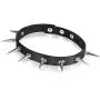 Flongo Gothic Black Rivet Leather Spiked Necklace Neckband Choker, Unisex Spike Studded Punk Rock Biker Wide Strap Leather Collar Necklace, Rivets Spiked Accent Leather Choker (Newest Upgrade Model)
