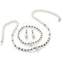 Sterling Silver Round Genuine Blue Sapphire and Cultured Freshwater Pearl Beaded 3 Piece Set Strand Necklace (8mm), 18 i