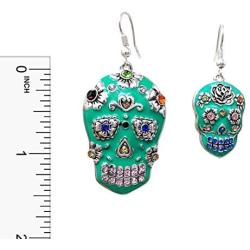 Handpainted Sugar Skull Day of the Dead Dangle French Hook Earrings