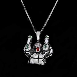 KMASAL Jewelry Hip Hop Cartoon Iced Out Ape Hold Money Bag Big Pendant Chain Pave Colorful CZ Diamond Stone 18K Gold Plated Necklace with 24 Inch Stainless Rope Chain for Men Women