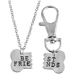 Kebaner Dog Bone Shaped Best Friends Necklace Keychain BFF Jewelry Dog Gift 2pcs/Set - Stainless Steel