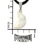 Steampunkers USA Celestial Collection - 18mm Crescent Moon Howlite White Grey - 20-22 Inch Adjustable Black Cord – Crystal Gemstone Collectibles Carved Necklace Handmade Charm