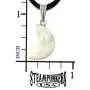 Steampunkers USA Celestial Collection - 18mm Crescent Moon Howlite White Grey - 20-22 Inch Adjustable Black Cord – Crystal Gemstone Collectibles Carved Necklace Handmade Charm