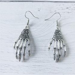 Halloween Earrings for Women Skull Skeleton Bone Dangle Earrings Metal Skeleton Skull Hand Earrings