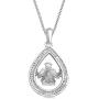 Jewelili Sterling Silver 1/10 Cttw Natural White Round Diamond Teardrop Dancing Angel Pendant Necklace, 18'' Rolo Chain