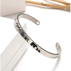 Inspirational Cuff Bracelets Personalized Gift for Grandma Mom Daughter Niece Aunt, Engraved Hidden Message Stainless Steel Bangle Crown Birthday Jewelry with Gift Box for Women Girl