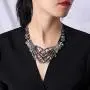 Fld Halloween Punk Collar Chunky Necklace Stud Earring Jewelry Sets Gothic Double Bone-Hand Claw Choker Statement Bib Necklace for Women