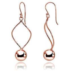 Hoop and Loops - 925 Sterling Silver Round Polished Bead Ball Wire Dangle Earrings