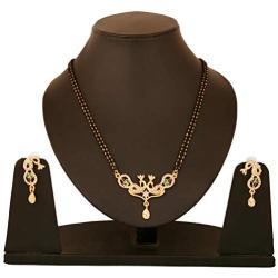 Touchstone Gold Tone Indian Bollywood Ethnic Pretty mangalsutra Necklace Set Jewelry for Women