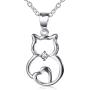 Sterling Silver Cute Cat Lover Gift Cat Pendant Necklace for Women Teen Girls, 18 Inches