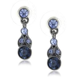 1928 Jewelry Hematite-Tone and Tonal Blue Drop Earrings