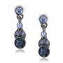 1928 Jewelry Hematite-Tone and Tonal Blue Drop Earrings