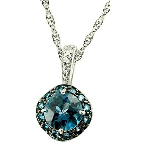 4.66 Carats London Blue Topaz Rhodium-plated Sterling Silver Pendant Necklace