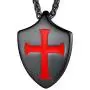 Richsteel Medieval Knights Templar Seal Medallion Saint-Omer Pewter/Cross Shield Necklace for Men Women Stainless Steel/18K Gold Plated/Black Amulet Jewelry(Send Gift Box)