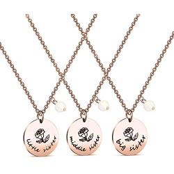 Zuo Bao 3 Sister Necklace Big Sister Middle Sister Little Sister Necklace Set Sisters Gift Best Friend Necklace
