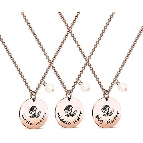Zuo Bao 3 Sister Necklace Big Sister Middle Sister Little Sister Necklace Set Sisters Gift Best Friend Necklace