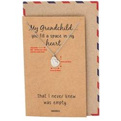 Quan Jewelry Heart Necklace from Granny, Silver Tone Charm, Grandma to Grandchild Necklaces and Birthday Card - 100% Handmade