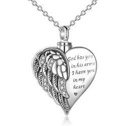 YFN Heart Urn Necklaces for Ashes Sterling Silver Sunflower Hummingbird/Guardian Angel Wings/Elephant Cremation Jewelry for Ashes Memory Jewelry for Women