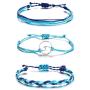 String Wave Ankle Bracelets for Women Adjustable Compass Bracelets Waterproof Handmade Strand Braided Rope Sunflower Boho Bracelet Set Women Teen Girls