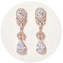 SWEETV Teardrop Wedding Bridal Earrings for Brides Birdesmaids, Crystal Drop Dangle Earrings for Women Wedding Bridal Jewellery, Silver/Rose Gold