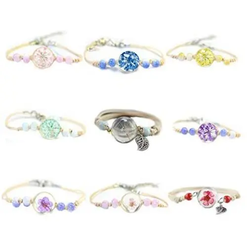 The Woos 9 Pcs Cute Handmade Friendship Bracelets Natural Dried Flower Dandelion Beaded Bracelet Adjustable Braided String Glass Ball Pendant Rope Bohemian Bracelets Bangles for Women Girls Jewelry The Woos 9 Pcs Cute Handmade Friendship Bracelets Natural Dried Flower Dandelion Beaded Bracelet Adjustable Braided String Glass Ball Pendant Rope Bohemian Bracelets Bangles for Women Girls Jewelry