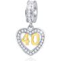 EMOSTAR 16 18 20 21 25 28 30 40 45 50 60 Birthday Charms fit European Bracelet, Dangle 18K Golden Number Heart Pendant with CZ, Anniversary Gifts for Women/Girls