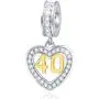 EMOSTAR 16 18 20 21 25 28 30 40 45 50 60 Birthday Charms fit European Bracelet, Dangle 18K Golden Number Heart Pendant with CZ, Anniversary Gifts for Women/Girls